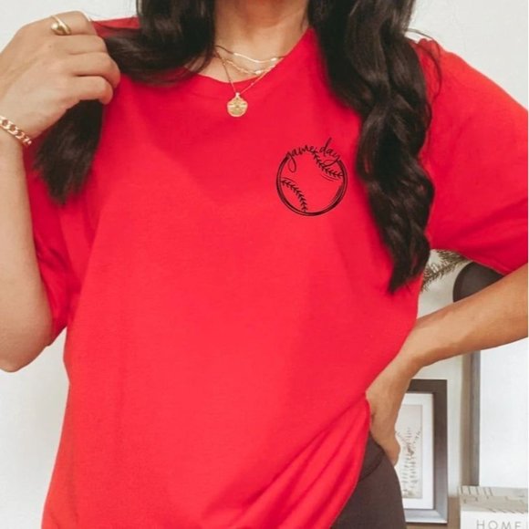 GAME DAY POCKET BASEBALL Handmade Graphic Tee - Picture 4 of 4